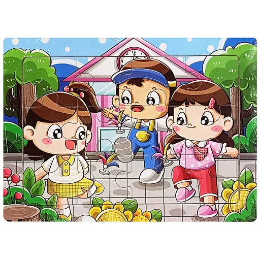 Дитячий деревяний пазл-вкладиш Весела гра MD 1343-17, 12 елементів