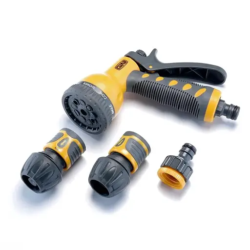 Набор для полива Premium Pro пистолет-распылитель 9 режимов/коннектора 3/4" адаптер 1/2"+3/4" 30412 - фото 1