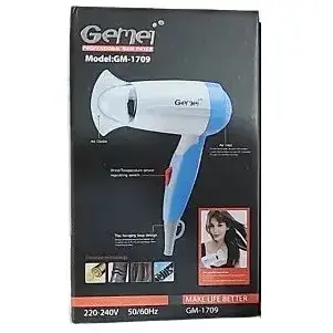 Фен для сушки укладки волос Gemei GM-1709 маленький дорожный мини компактный голубой - фото 2