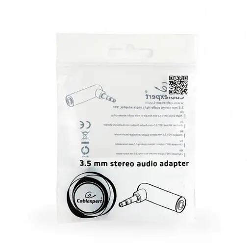 Адаптер Cablexpert A-3.5 м-3.5FL 3.5 мм M 3.5 мм F кутовий чорний - фото 2