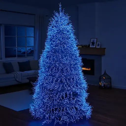 Новорічна гірлянда кімнатна роса 50 м 1500 LED Хвойна лапа зелений провід Синій Garlando D1500L50MGBL - фото 2