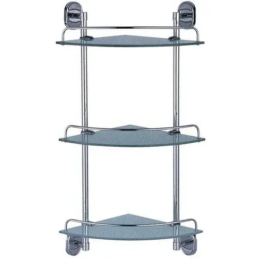 Полка угловая 3-ярусная Zerix AFB-0107-3 (стекло) ZX5072, Хром - фото 1