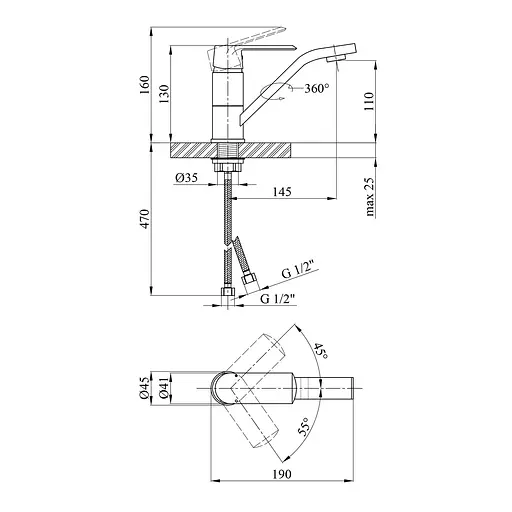 Змішувач для раковини Kroner KRM Armada - C011 (CV024310) - фото 6
