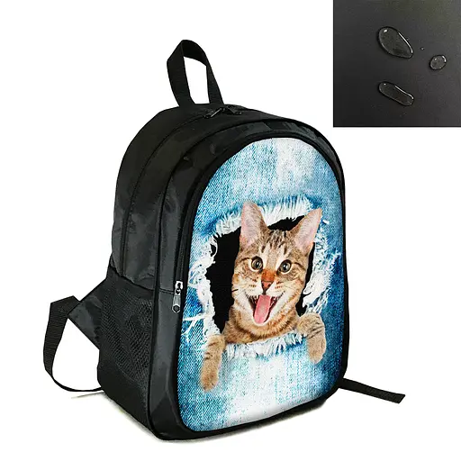 Рюкзак городской/школьный 38×28см с принтом с котом/котенком детский, подростковый, спортивный (4141)