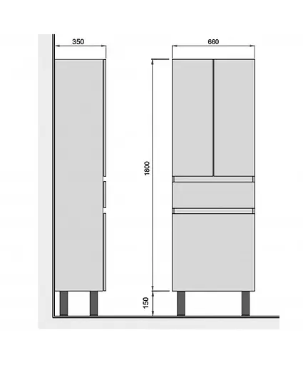 Пенал Мойдодир Unik П-66-к білий підлоговий подвійний, Білий - фото 7
