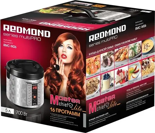 Мультиварка Redmond RMC-M26, Inox/Black, 830W - фото 4