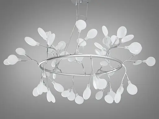 Підвісна нова люстра 2024 "Світлячок" для залу, 54 лампи, хром сатин - фото 2