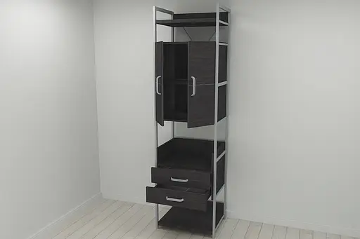 Шафа Гардероб Уні секція 5 серії Конект Ferrum-decor 220x60x50см Сірий метал ДСП Венге Магія 32 мм (FRD-104516)