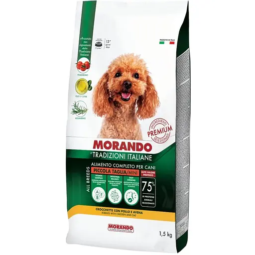 Сухий корм для собак малих порід Morando Tradizioni Mini з куркою та вівсом 13.5 кг (9 шт. х 1.5 кг) - фото 1