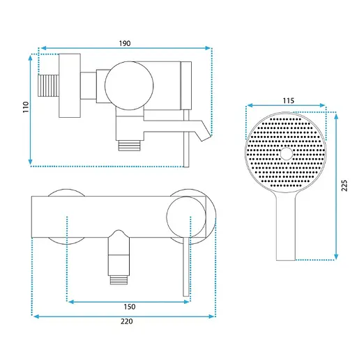 Змішувач для ванни Rea Foss black настінний з виливом REA-B5099 Чорний матовий - фото 4