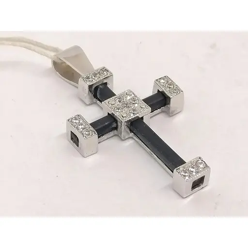 Золотий хрестик Гаразд з каучуком і фіанітами. 3541757 - фото 3