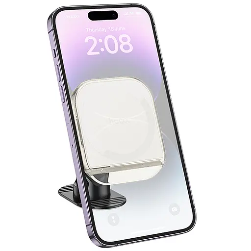 Автотримач Hoco H43 Crystal ring magnetic (center console) White - фото 3