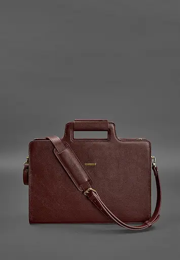Жіноча шкіряна сумка для ноутбука і документів бордова - фото 4
