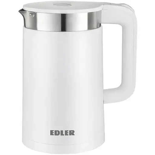 Електрочайник Edler EK6430 білий, 1500W, 1.5л, дисковий, двошаровий пластиковий корпус, світлова індикація, захист від перегріву, - фото 1