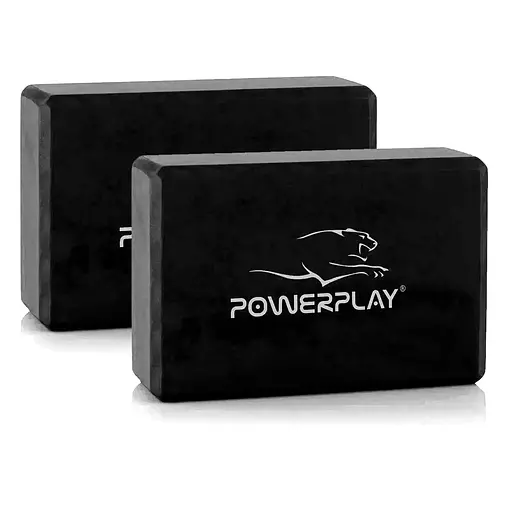 Блоки для йоги Power Play 4006 Yoga Brick EVA 2 штуки, Black - фото 1