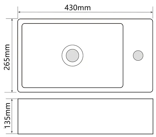 Умивальник підвісний Mixxus Premium Quadro-1201-L 430x265x135 мм з отвором під змішувач та перелив MP6505, Білий - фото 3
