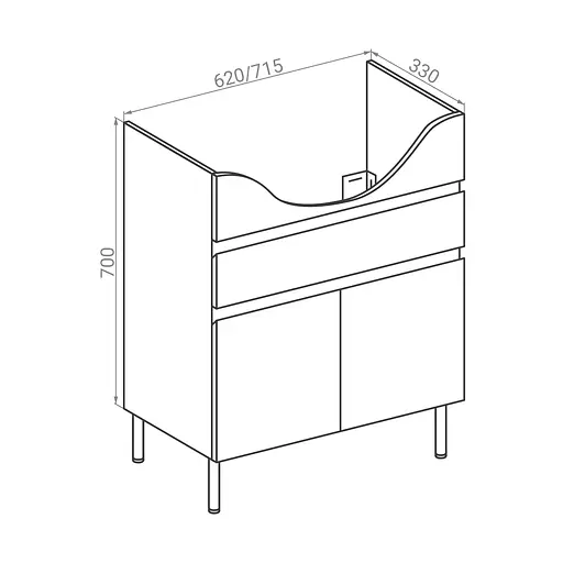 Тумба для підлоги RJ Iris-XO з умивальником RJ Lotus RZJ201 65 см Білий RJFU034-0165WHSET(RJFU034-0165WH + RZJ201) Білий - фото 2