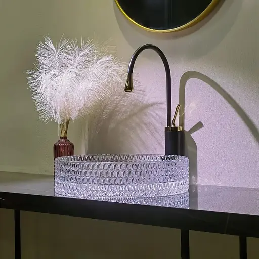 Умывальник Rea Cristal 39 transparent накладной REA-U8881, Прозрачный - фото 2