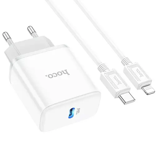 Сетевое зарядное устройство Hoco C104A 20W Type-C с быстрой зарядкой и кабелем в комплекте - фото 2