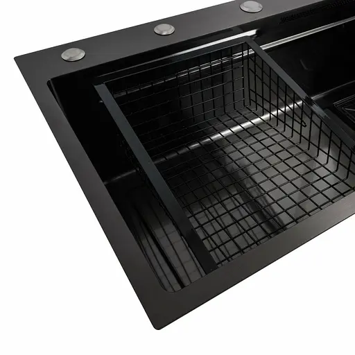 Кухонна мийка 75x45A PVD чорна Platinum Handmade Водоспад, Чорний - фото 7