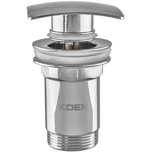 Донний клапан для раковини з переливом Koer PW-04-01 автоматичний KR3398, Хром - фото 1