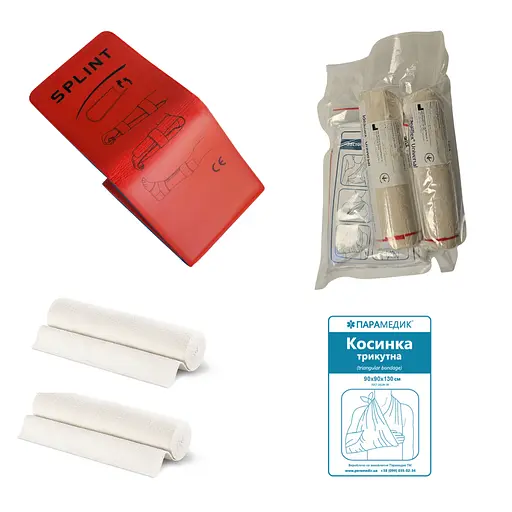 Комбинированный набор Парамедик для иммобилизации верхней конечности (шина гибкая 50см/бинты/треугольник) - фото 1