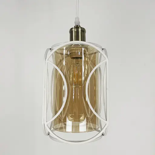 Стильний білий підвіс з серії Лофт із янтарним плафоном Line.F 12055/1 WT+AM - фото 5