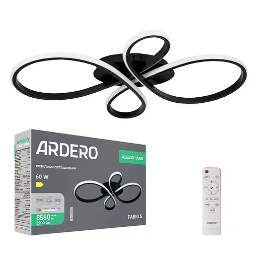 Светодиодная люстра Ardero AL6530-1ARD FABIO S 60Вт черный - фото 1