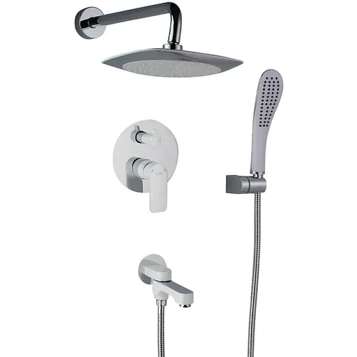 Душова система прихованого монтажу Gappo G7148-8, вилив - перемикач на лійку, 3-функції, білий/хром - фото 1