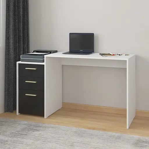 Комп'ютерний стіл з ящиками id A-187 1385x756x502 мм Білий-Чорний