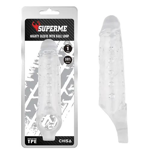 Насадка на пенис Super Me Mighty Sleeve With Ball Loop 22 см прозрачный - фото 2