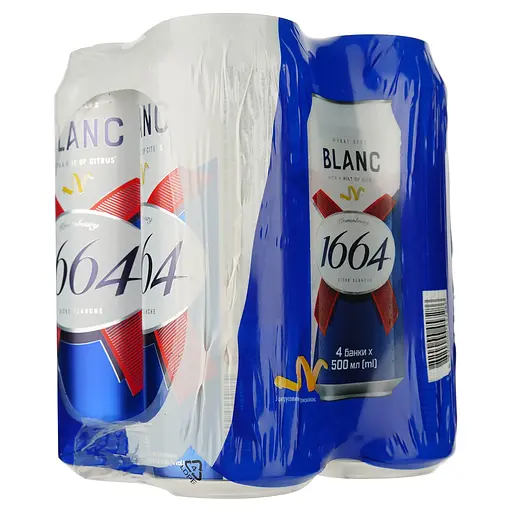 Уцінка. Пиво світле Kronenbourg 1664 Blanc спеціальне пшеничне пастеризоване 4.8% (0.5 л х 4 шт.) - фото 3