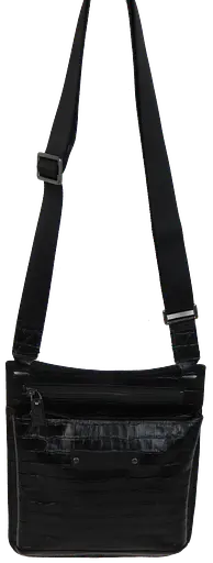 Мужская кожаная наплечная сумка под крокодила черная Mykhail Ikhtyar sum0028768 - фото 5