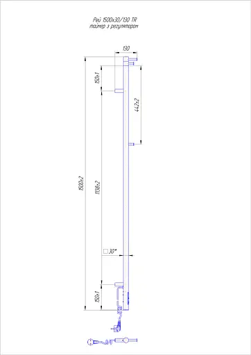 Электрический полотенцесушитель Mario Ray Cubo-I 1500x30 TR таймер-регулятор 2.2.1203.16.Р, Хром, нижнее, Электронный - фото 3