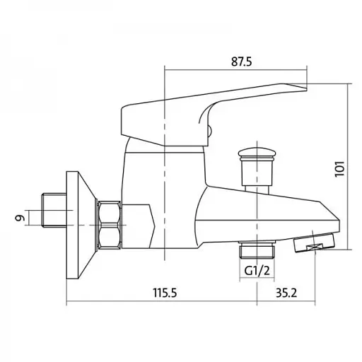 Змішувач для ванни та душу Cersanit Amet S951-003 одноважільний Хром 30412 - фото 2