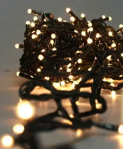 Светодиодная гирлянда нить уличная Led Cob 10м 100led батарейки Warm White - фото 2