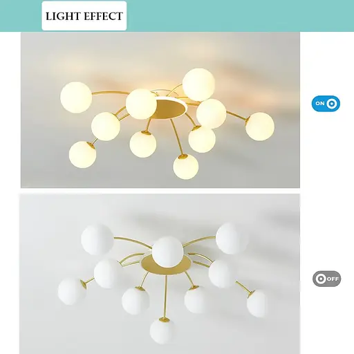 Светодиодная люстра Орбита 8618 (Золотая) на 10+1 плафонов - фото 3