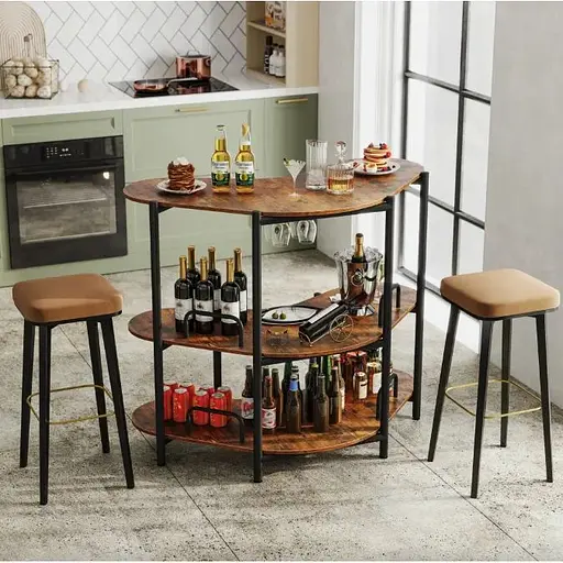 Барний стіл фуршетний Costway Wise з полицями кутовий - фото 2