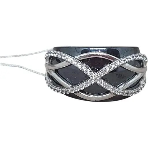 Серебряное кольцо Aurora с керамикой и фианитами. С1163Ч 18