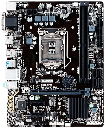 Материнская плата Gigabyte GA-H110M-S2H (GA-H110M-S2H) (Socket 1151, Intel H110, Micro-ATX) Б/у - фото 1