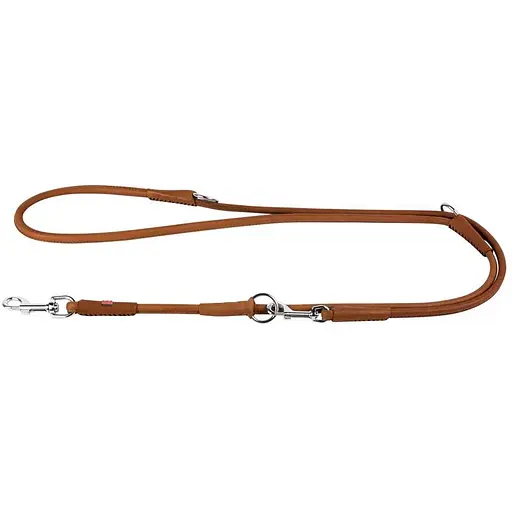 Повідець-перестіжка для собак Waudog Soft шкіряний, круглий, коричневий - фото 2