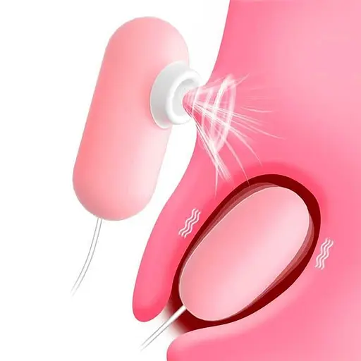 Подвійне вакуумне віброяйце "Вуманайзер" з USB кабелем 10 режимів 5,3 см. Рожевий K000913 - фото 1