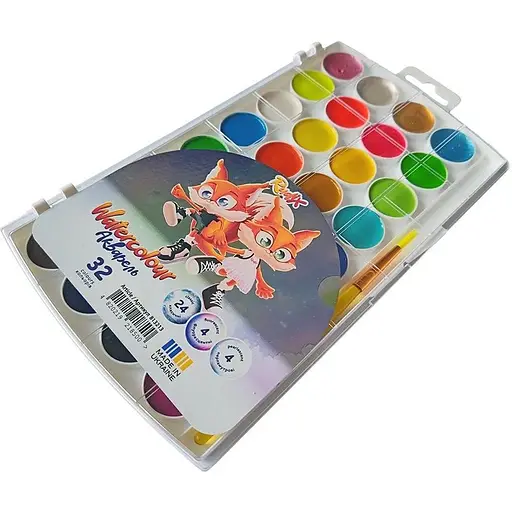Набор акварельных красок Rudix 32 цвета с кистью.