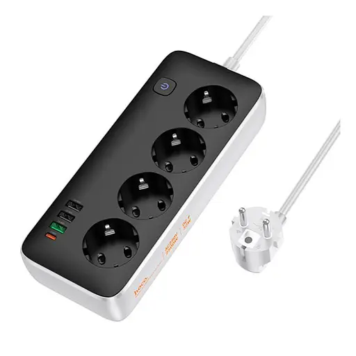 Подовжувач Hoco AC22 Sunlight (PD30W/1C/3A/4xSocket) (3m) Black