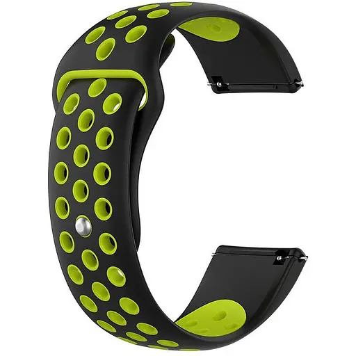 Ремінець Boorui для годинника 22 мм Nike design чорний з зеленим (з кнопкою)