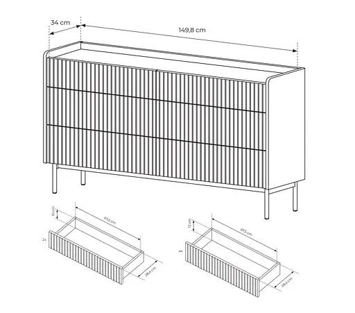 Комод Perfect Home Левел / Level з 6 шухлядами 6S/153 Беж/дуб сканді (PFH-091156) - фото 6