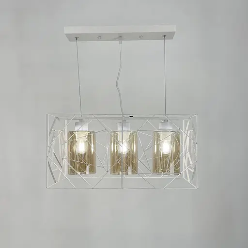 Світильник Лофт у білому корпусі на 3 янтарних плафони | Арт. 12120/3 WT+AM | Line F - фото 6