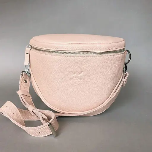 Шкіряна сумка поясна-кроссбоді Vacation пудровая флотар - фото 5