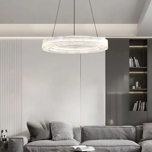 Люстра з підвісним корпусом з прозорого рельєфного акрилу Ø 60 см | Line F | Арт. MJ372-600 BK - фото 1