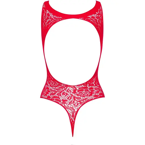 Ажурний бодістокінг із ефектом шнурівки Obsessive B120 teddy Red S/M/L - фото 2